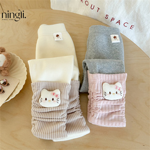 袜儿童裤 女童打底裤 外穿一体绒不连脚裤 中大童秋冬季 子 加绒加厚款