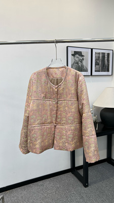 真丝香芸纱棉服高端外套新中式国风复古提花上衣人丝外套新中式