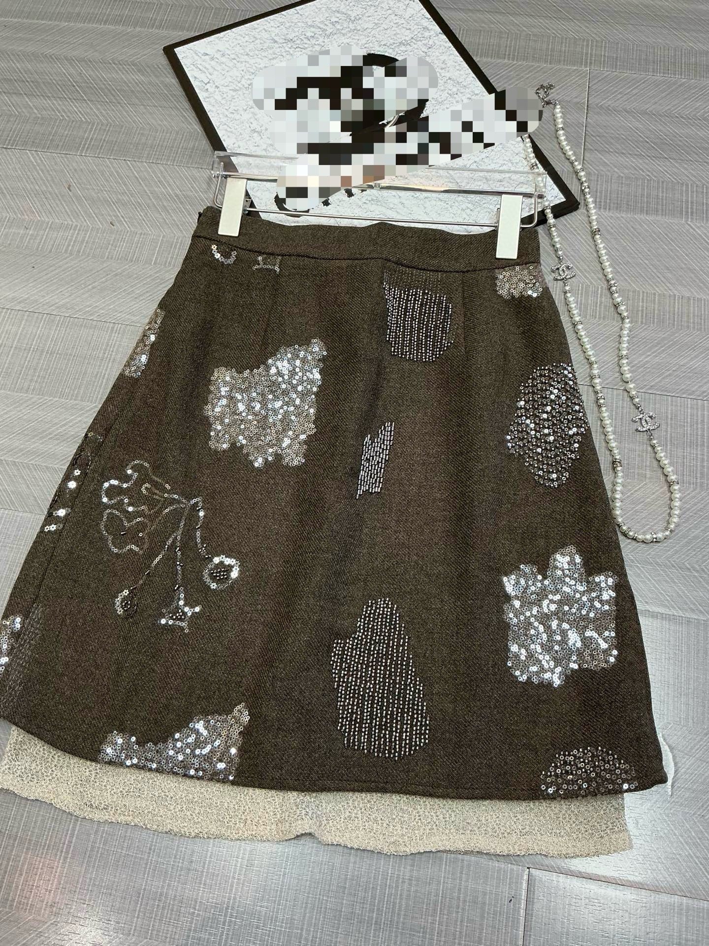 重工钉珠亮片高腰A字半裙短裙女新中式国风重工刺绣钉珠半身裙,女装/女士精品,裤子,淘宝优惠券,粉丝福利购,淘宝优惠卷