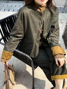 厚款莱赛尔透彩丝提花提花外套新中式国风复古提花盘扣上衣外套女