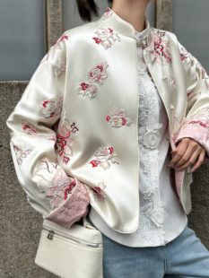 醋酸人丝提花里衬新中式国风重工刺绣上衣外套高级感