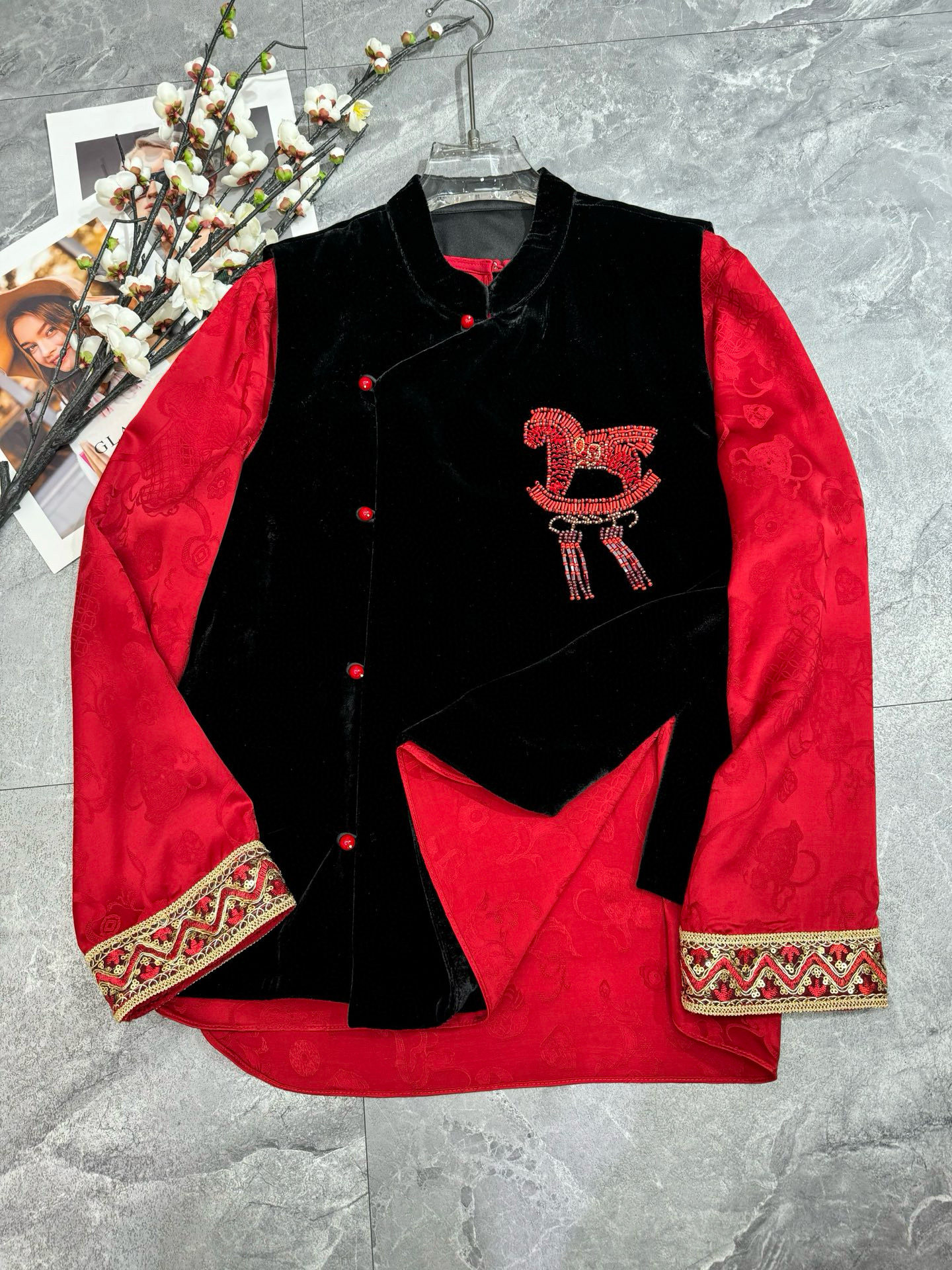 真丝丝绒手工穿珠新款新中式国风盘扣立领外套女宽松显瘦提花上衣,女装/女士精品,上衣,淘宝优惠券,粉丝福利购,淘宝优惠卷