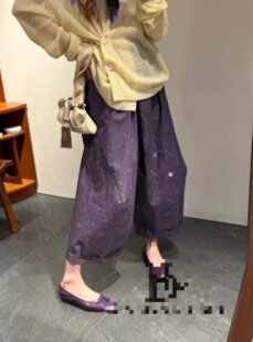 女休闲阔腿长裤 棉麻色织剪花裤 百搭高腰显瘦直筒裤 时尚 子 新款