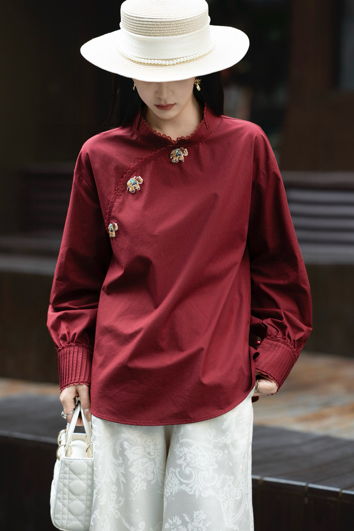 国风重工打条斜襟小马衬衣复古立领偏襟拼色砂洗盘扣上衣长袖女式,女装/女士精品,上衣,淘宝优惠券,粉丝福利购,淘宝优惠卷