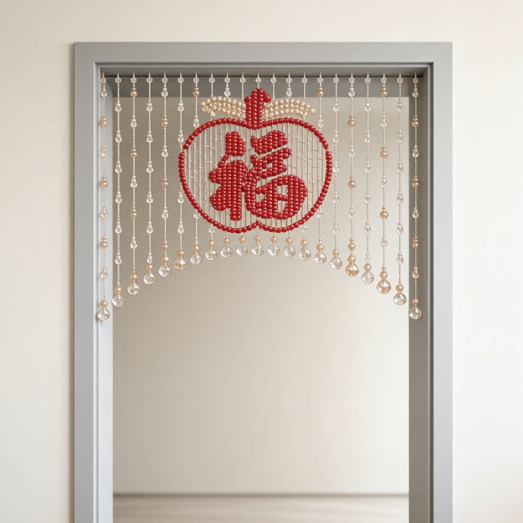 水晶珠帘门帘隔断帘客厅装饰成品心形帘子玄关阳台挂帘厨房免打孔