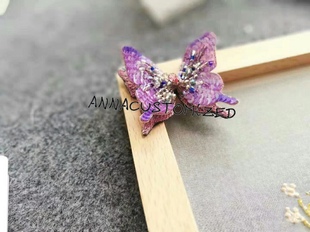 胸针 纯手工制作 双层亮片立体蝴蝶 法式 5.5至6厘米左右 钩针刺绣