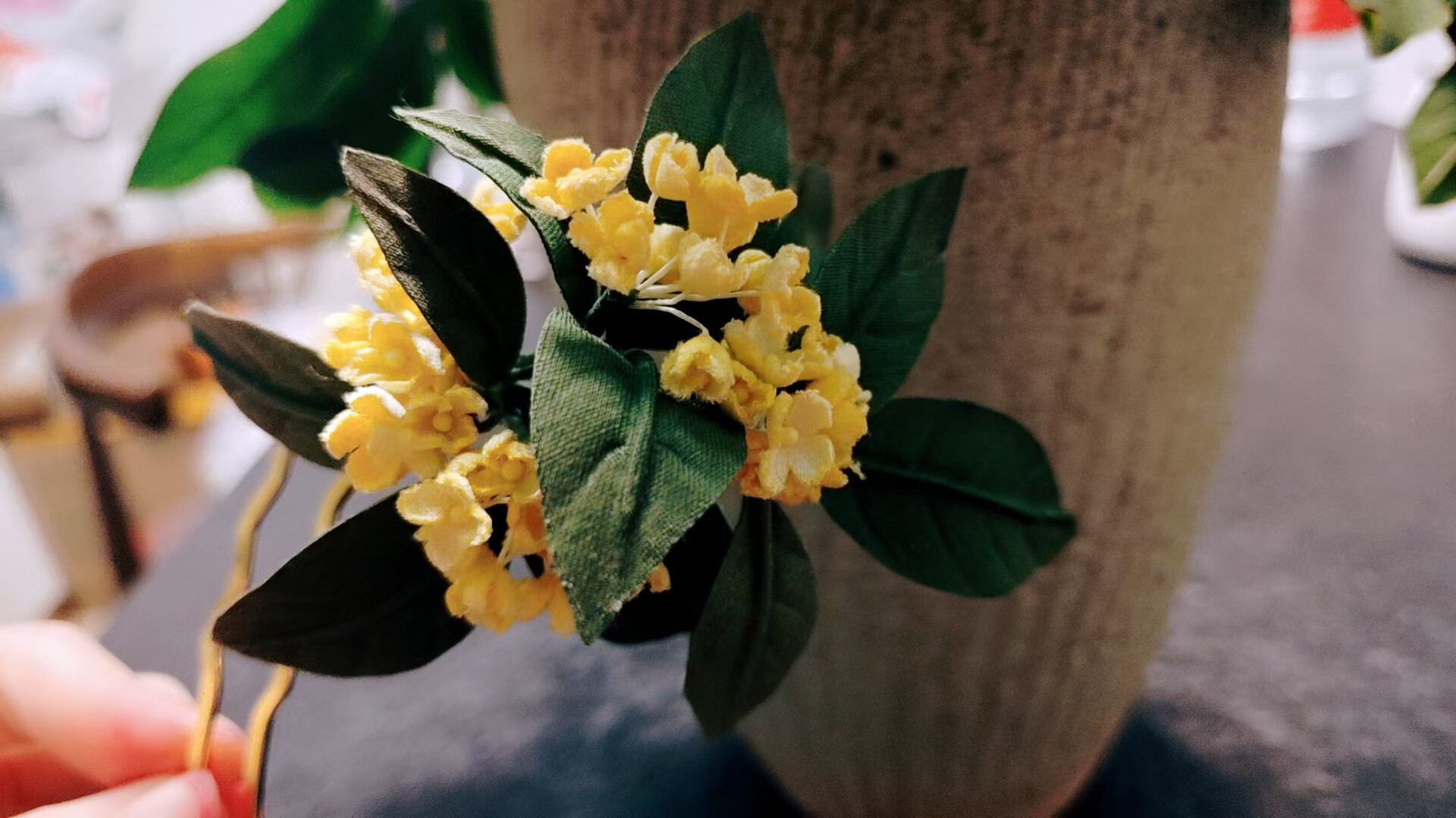 手工烫花桂花发簪金桂银桂丹桂发簪汉服发饰古风发夹