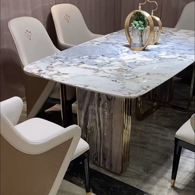 轻奢意式大理石长餐桌椅组合现代简约餐厅高档饭桌家具全屋可定制