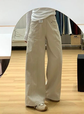 美式休闲牛仔裤女宽松版浅色高腰收腹小众显高梨形粗腿显瘦阔腿裤