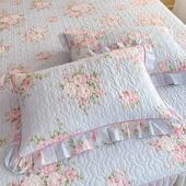 全棉夹棉加厚枕套纯棉碎花荷叶花边枕头套48x74cm一对2只装 枕芯罩