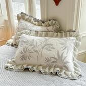 冬季 牛奶绒枕套蕾丝花边雕花绒枕头套48x74cm一对装 2只家用枕芯罩