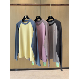 拼色磨毛德绒T恤宽松休闲打底上衣 插肩袖 多巴氨配色 时髦又保暖