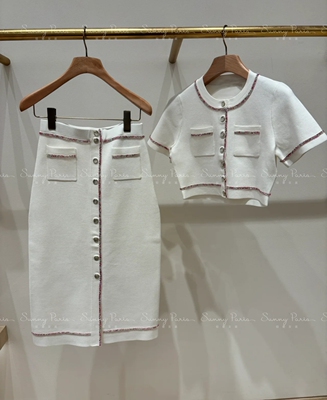 【新年胶囊系列】24春夏SD法式小香风针织衫高腰半身裙SFPJU01036