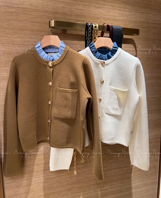 24秋冬S法式甜美木耳领可拆领短款针织开衫外套3色