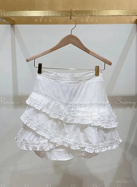 24春夏M@JE法式时尚甜美荷叶边白色蛋糕裙半身裙短裙MFPJU01255