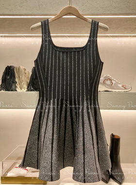 24秋冬M@JE法式复古风撞色线条修身高腰针织连衣裙MFPRO03918