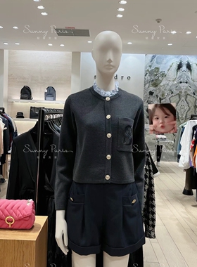 23秋冬新款SD法式可拆卸花边领羊毛针织长袖外套开衫SFPCA00699