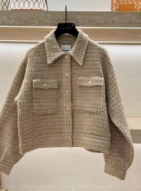 23秋冬新款SD法式简约气质小香风粗花呢针织开衫外套SFPCA00892