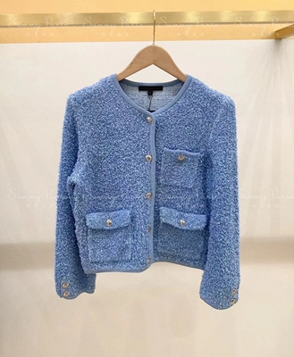 24春夏Mj*法式甜美小香风粗花呢金属扣针织衫开衫外套