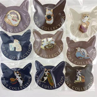 现货清仓特价日本正品POTTERING CAT可爱猫咪饰品纽扣胸针多款选