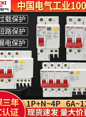 德力西32A漏电2P保护开关DZ47sLE漏电40断路器63A空气家用漏保1P+