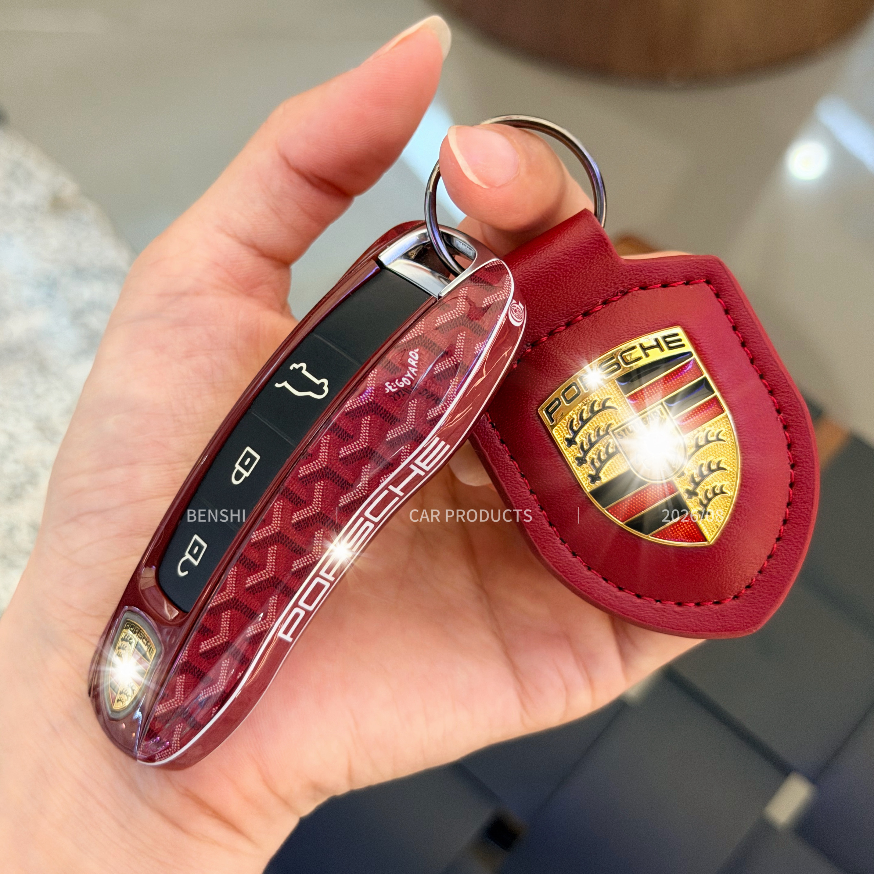 保时捷卡宴替换钥匙壳macan718panamera911taycan迈凯彩色扣包套