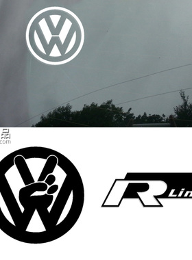 大众标志logo车贴个性剪刀手比耶车身装饰贴Peace贴纸rline标识贴