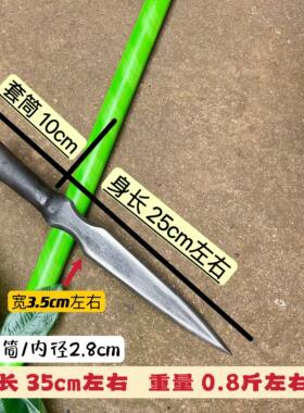 手工锻打弹簧钢深度淬火复古怀旧矛头户外红缨枪长矛头武术健身收