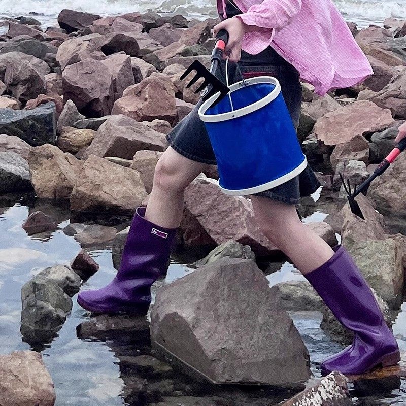赶海装备雨鞋女款沙滩海边高筒水鞋防滑防雨靴外穿水靴耐磨胶鞋