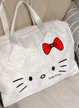 可爱猫咪旅行包便携式大容量短途旅行袋手提健身包出行行李包女