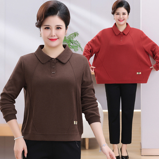 卫衣加大码 胖妈妈短款 T恤中老年春装 宽松时尚 遮肚显瘦上衣 女装