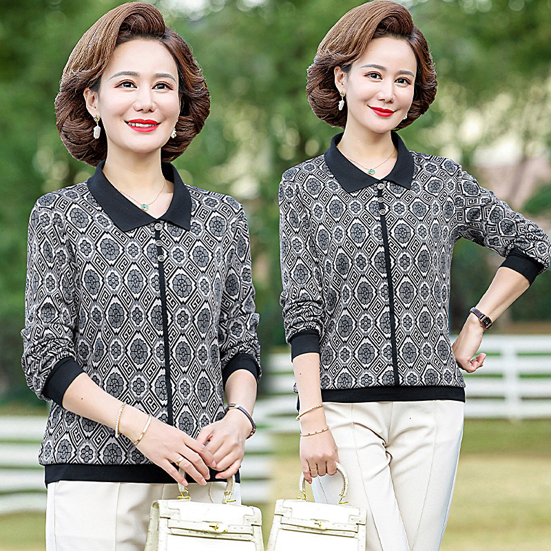 中老年新款春季长袖上衣妈妈打底时尚娃娃领t恤女士时尚休闲小衫,女装/女士精品,T恤,淘宝优惠券,粉丝福利购,淘宝优惠卷