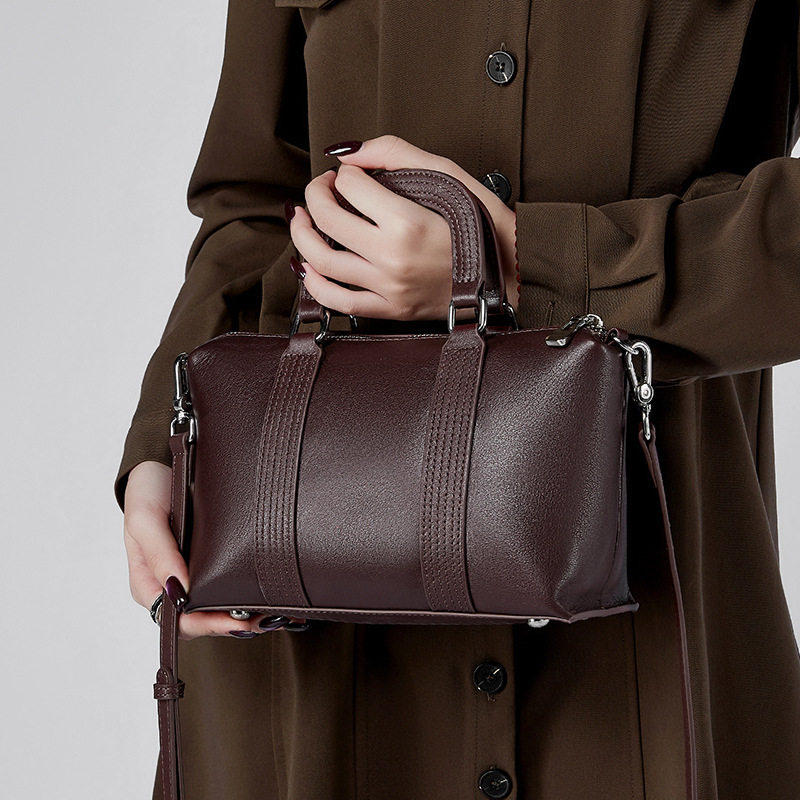 外贸植鞣牛皮复古手提枕头包包女士时尚拼接单肩女包百搭斜挎潮包,箱包皮具/热销女包/男包,通用款女包,淘宝优惠券,粉丝福利购,淘宝优惠卷