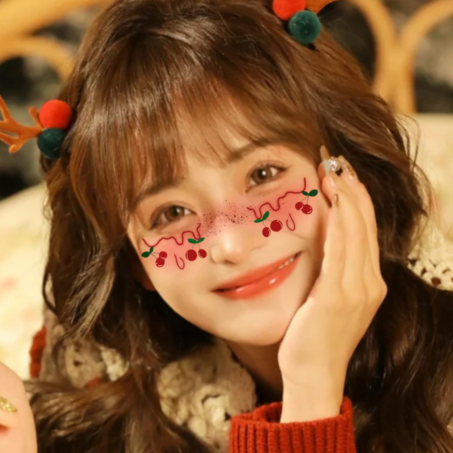 新款圣诞节妆容脸贴圣诞老人妆容装饰纹身贴拍摄道具贴纸防水防汗