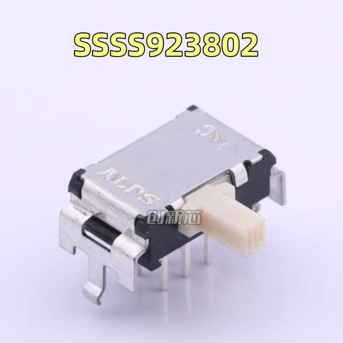 SSSS923802日本ALPS 拨动开关6脚2档 直插双排侧拨滑动开关带支架