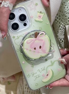 蝴蝶结青苹果适用三星s25fe手机壳硅胶s24ultra新款s23+/s22创意s21小众a55a15a16卡通a54a34a35a56a17防摔