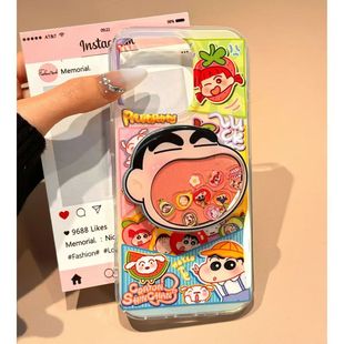 蜡笔小新水果摇摇乐适用三星s25ultra手机壳磁吸支架s23fe新款 s22创意s21小众a55a15a16卡通a54a56防摔 s24