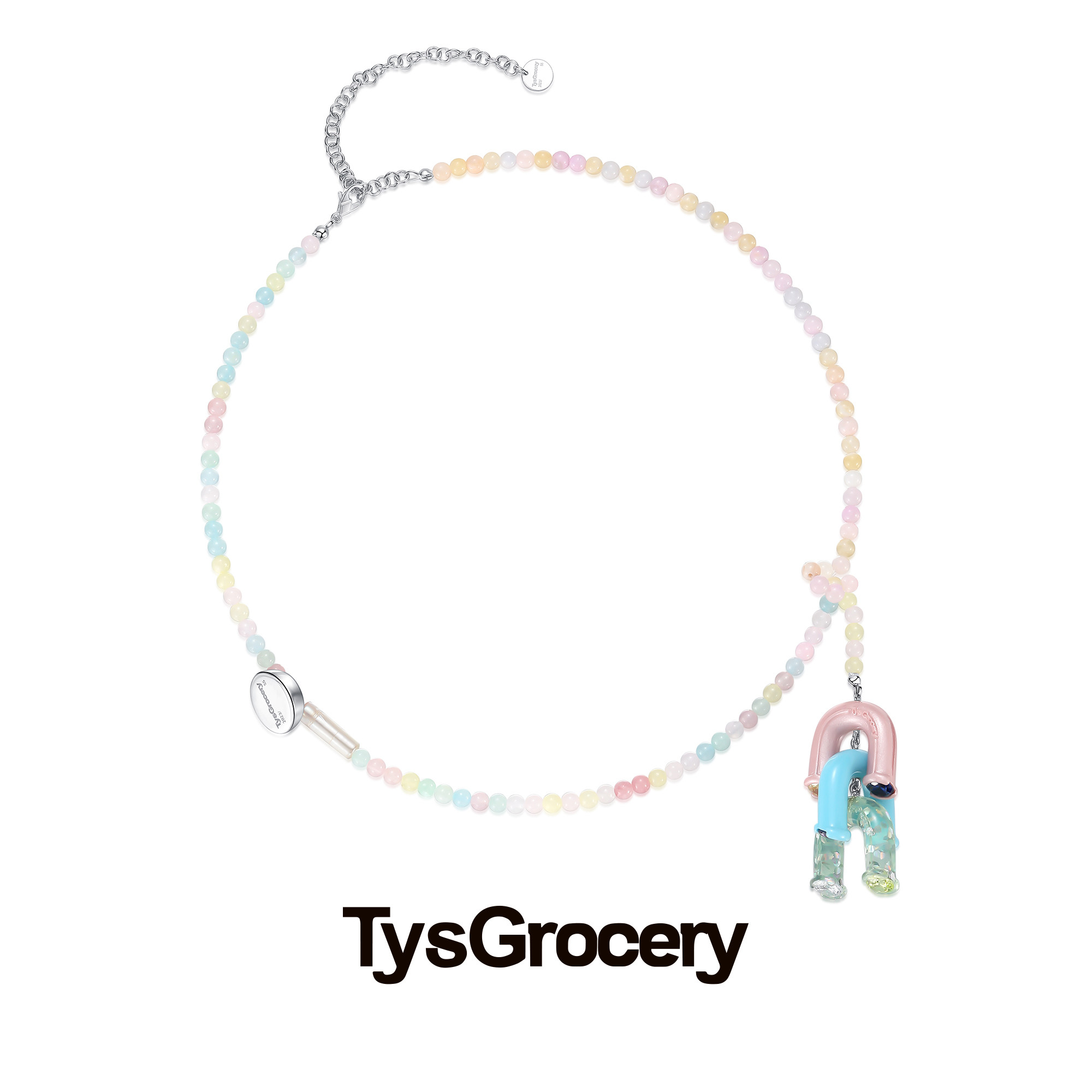 TysGrocery 23 宝石管道可调节珍珠天然石项链