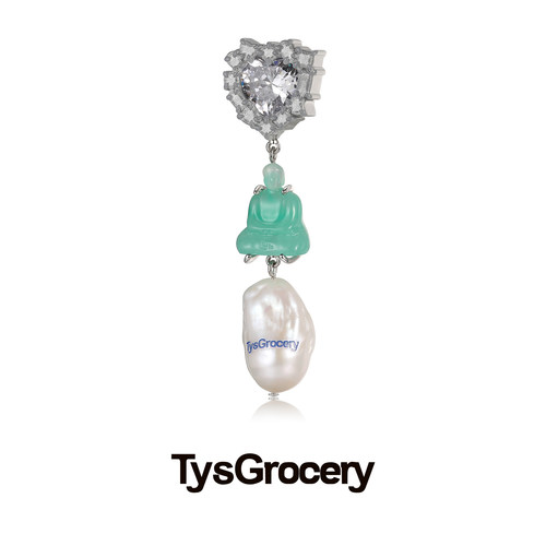 TysGrocery 22 Pray 2 综合纪念宝石与天然珍珠耳环