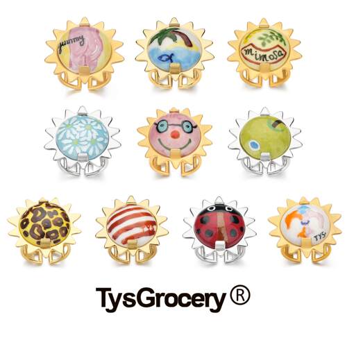 TysGrocery太阳镶嵌手绘陶瓷戒指