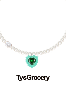 TysGrocery 22 Pray 2 撞色闪粉树脂环绕桃心珍珠项链