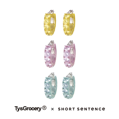 TysGrocery x Short Sentence联名系列 26半透明珐琅包裹排钻耳圈