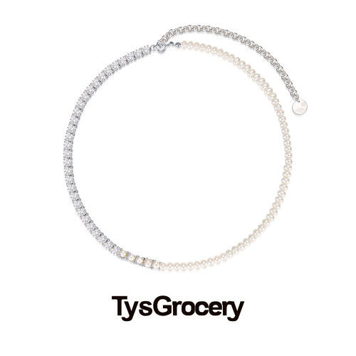 TysGrocery 22 PARK3 排钻珍珠拼接925银项链