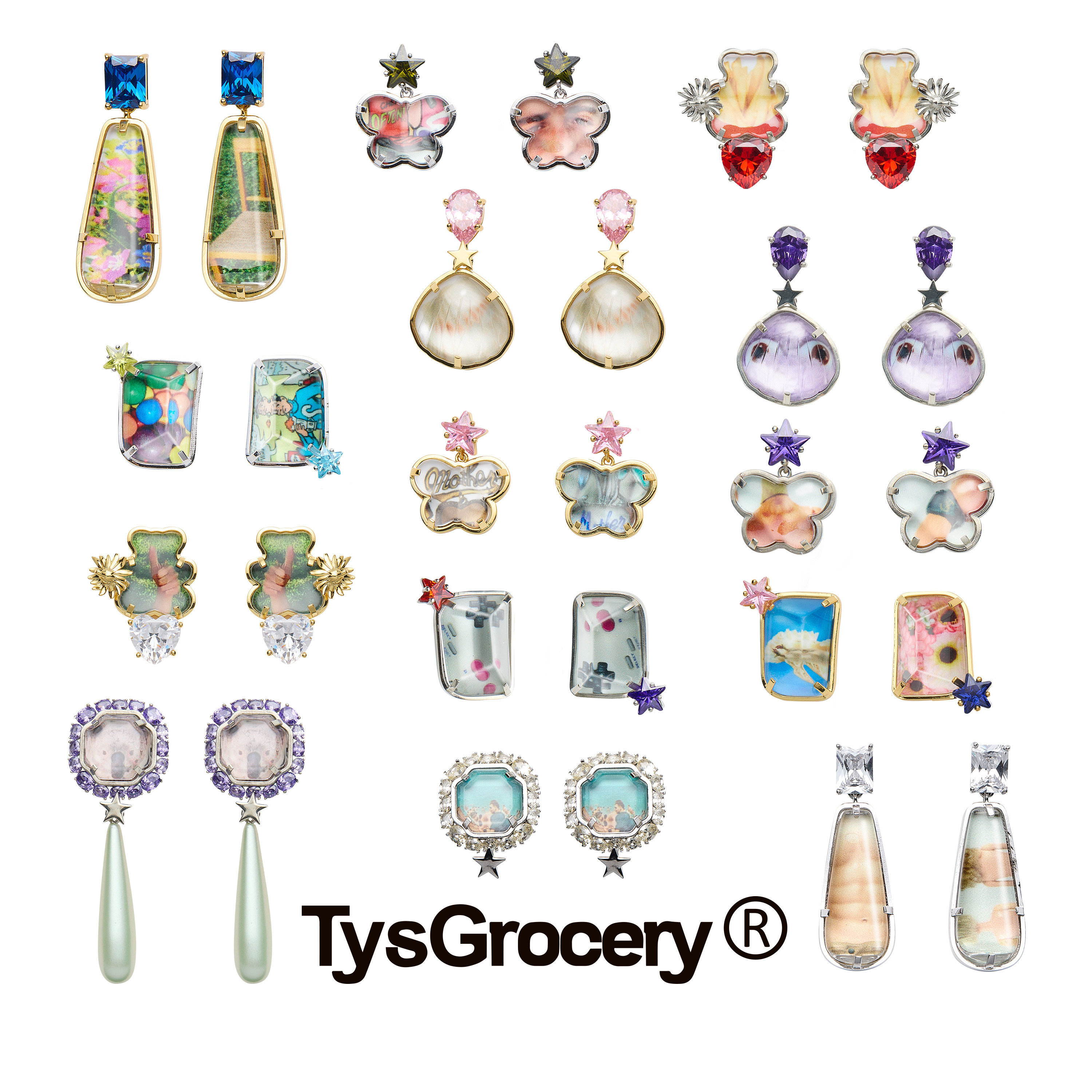 TysGrocery宝石相册系列耳环