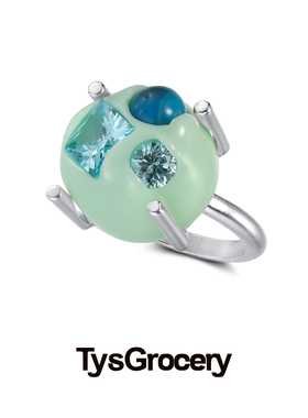TysGrocery 22 PARK3 融化树脂镶嵌宝石素银戒指