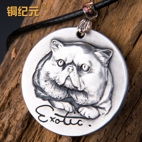 铜纪元浮雕猫牌定制加菲猫英短无毛布偶美短防丢身份牌ID铸币工艺