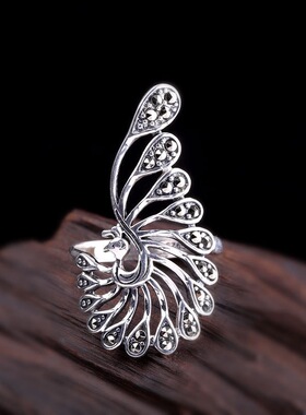 复古凤尾戒指女国风民族风小众