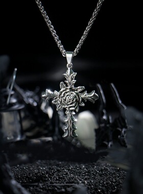 荆棘玫瑰花项链个性原创设计吊坠