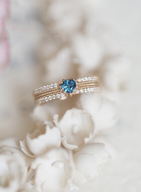 蓝钻爱心戒指女士湛蓝心曲巨美