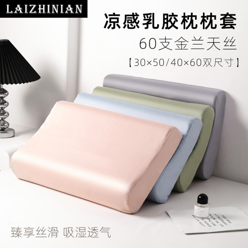 60支天丝夏季凉感乳胶枕枕头套单只40×60枕套30×50记忆棉波浪枕